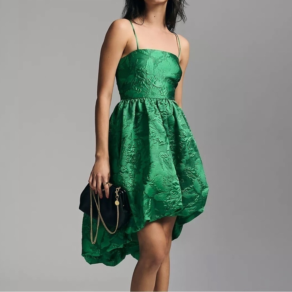 Anthropologie Green Jacquard Bubble Dress size 6 NWOT